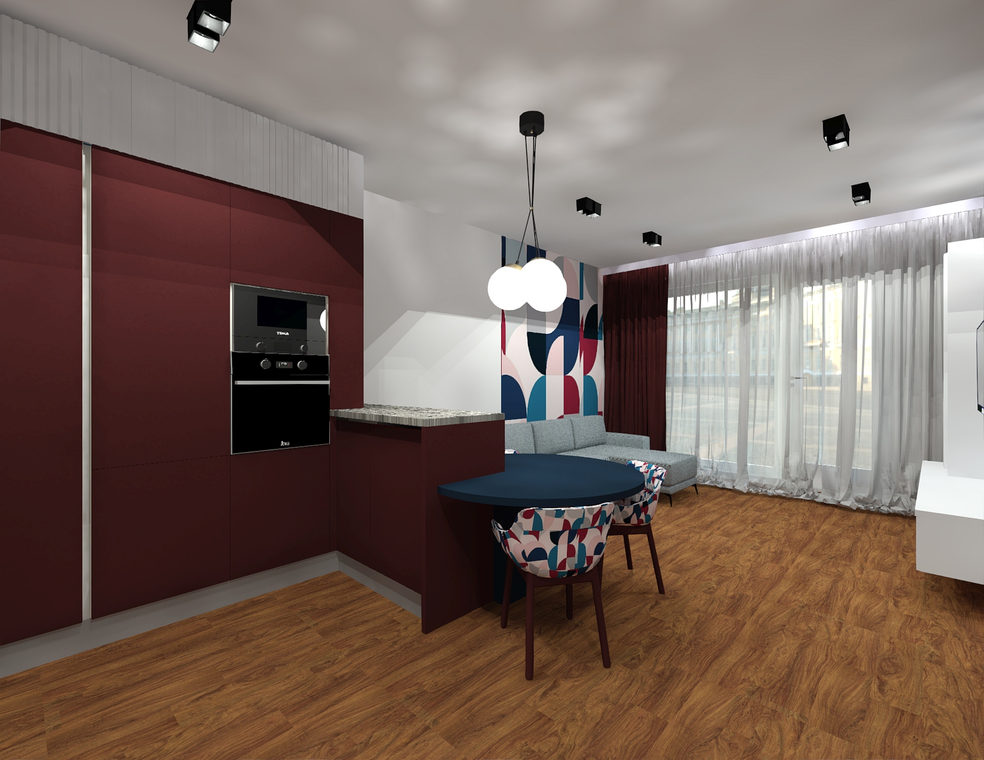 Design interior Studio 44 mp Scarlet
